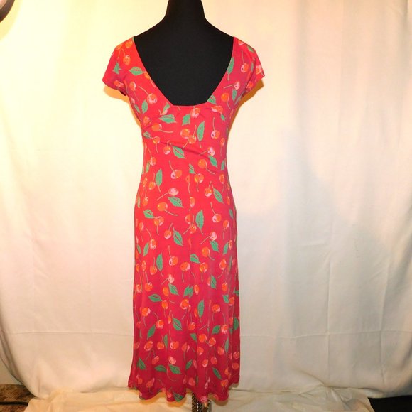 Free People Crossover Red Cherries Dress Size Medium - Picture 5 of 8